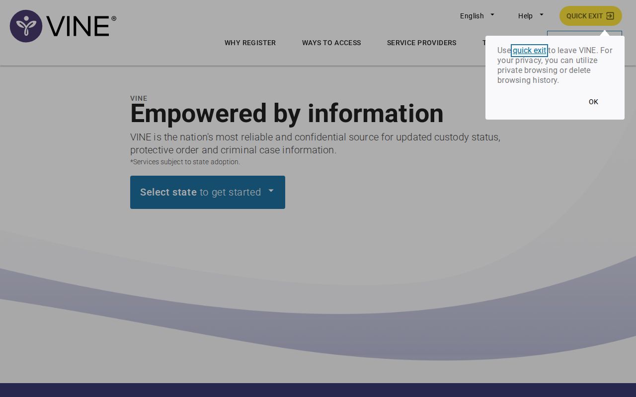 Blair County VINELink release check screen