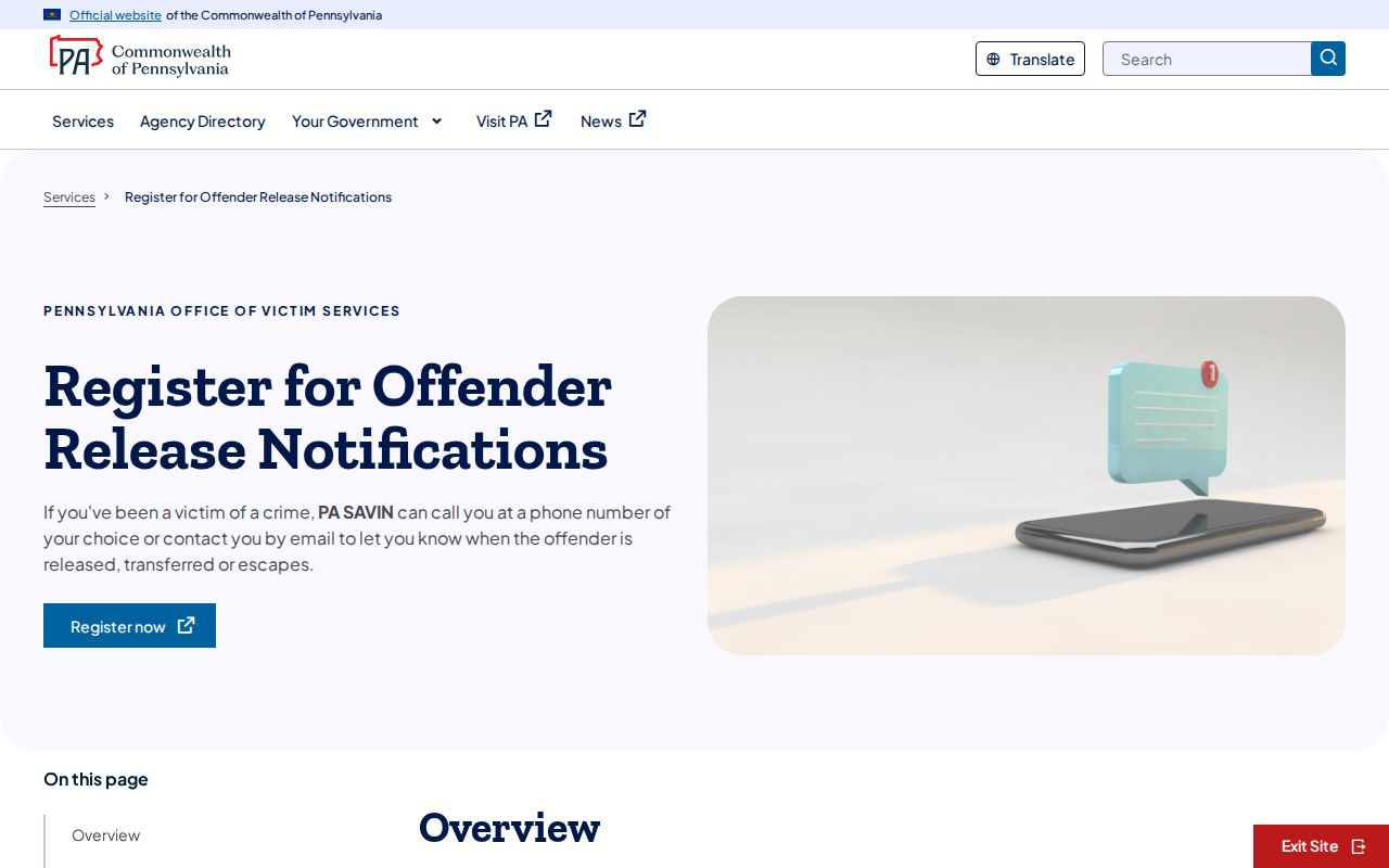 Blair County PA SAVIN release notification instructions